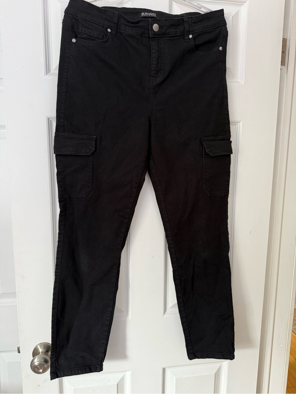Buffalo David Bitton Black Cargo Pants with Side Pockets